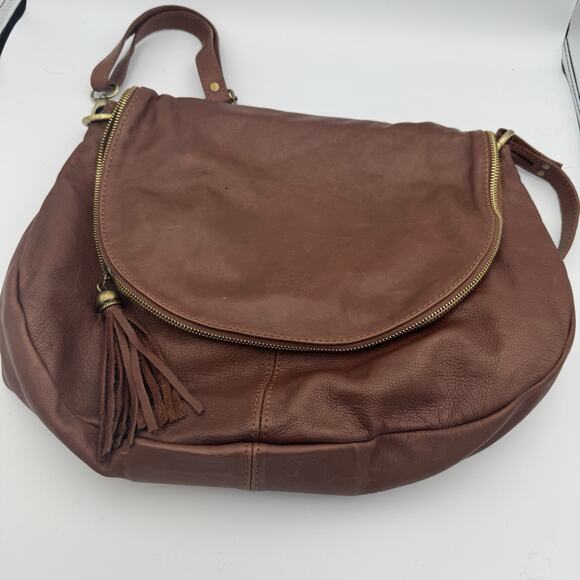 Brown Soft Leather Shoulder Handbag Unbranded Made in Italy Boho Hippie - Picture 1 of 9